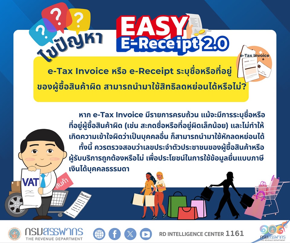 ไขปัญหา? กรณี e-Tax Invoice หรือ e-Receipt ระบุชื่อหรือที่อยู่ของผู้ซื้อสินค้าผิด !!